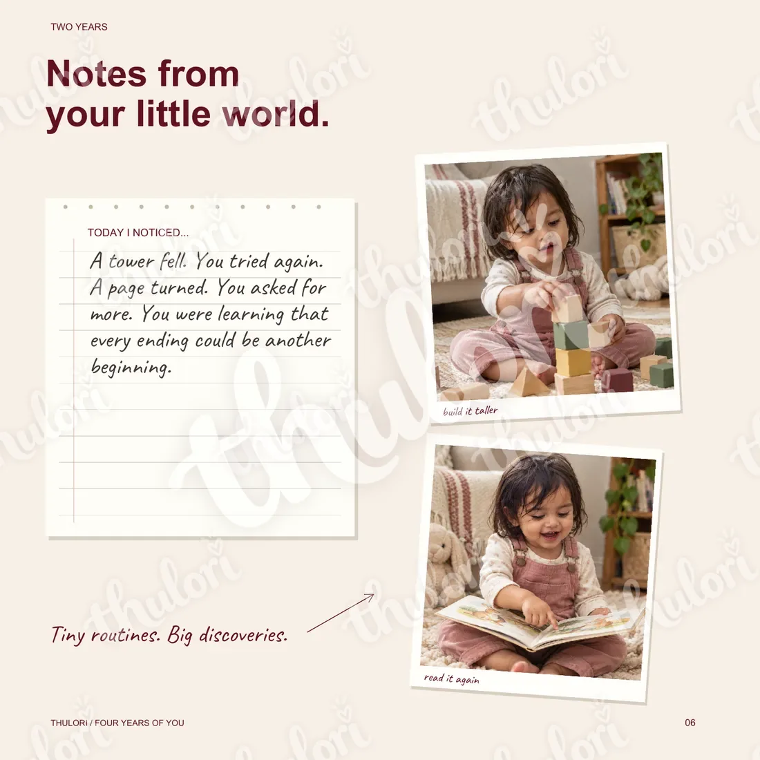 Page 6 — Two years: Notes from your little world