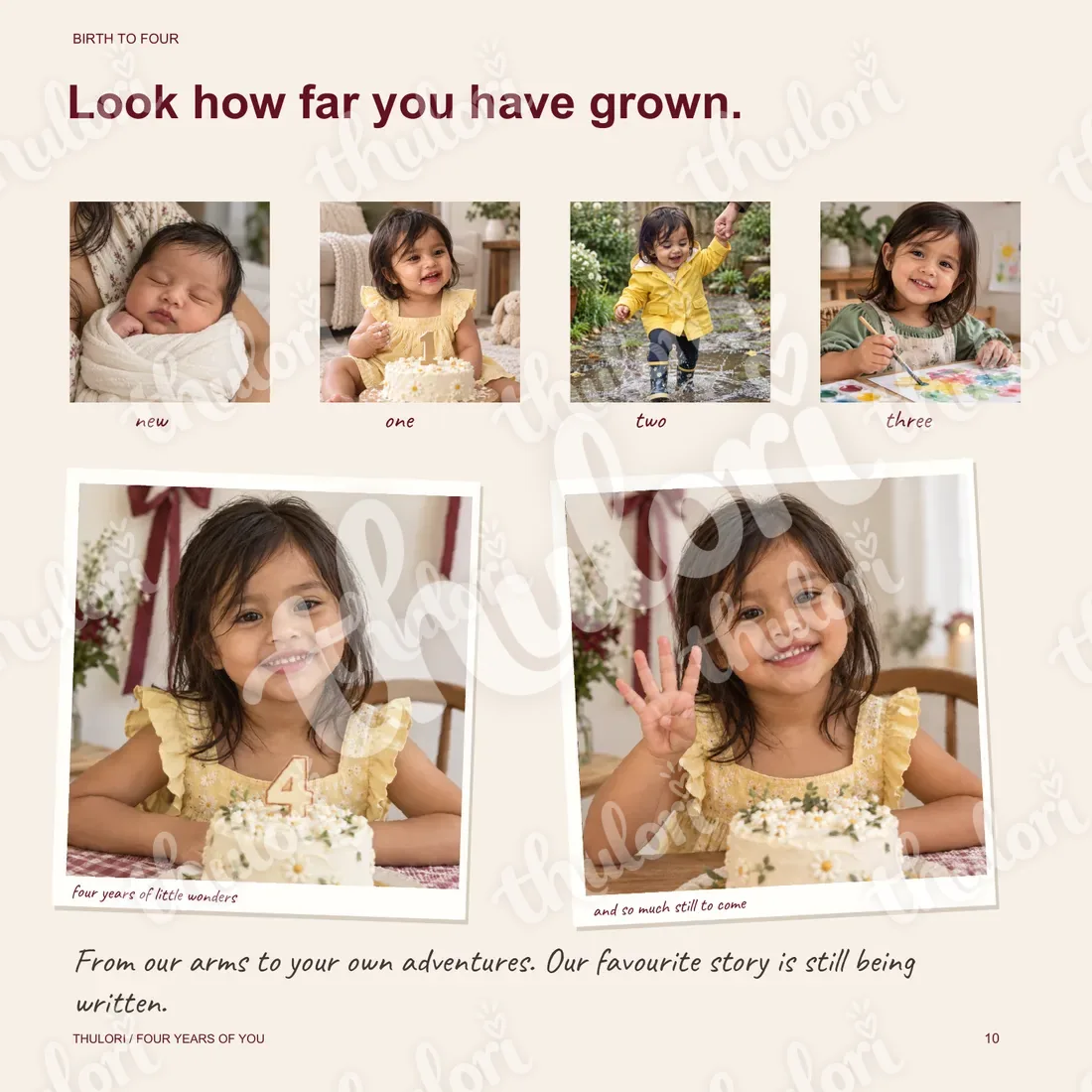 Page 10 — Birth to four: Look how far you have grown